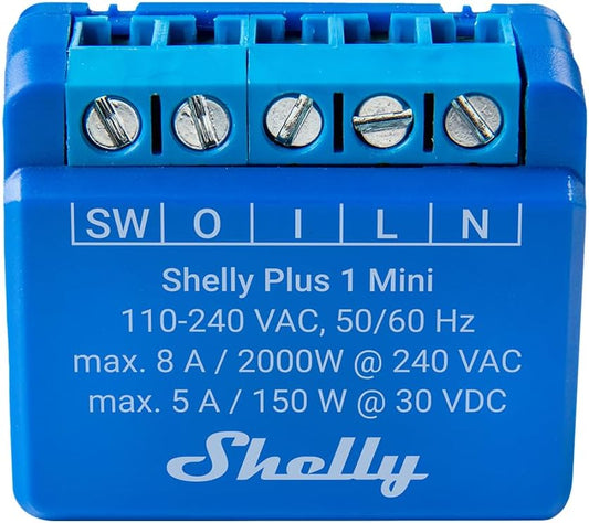 Serie Retrofit - Plus & Mini - Shelly Mini Plus 1 - Smart Relay 8A AC/DC WiFi/BT