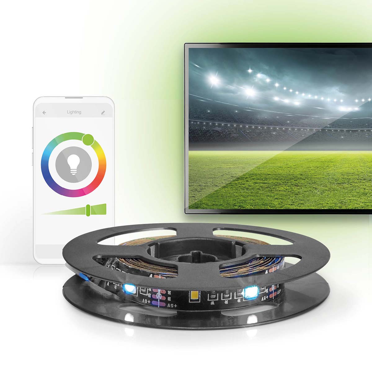 Nedis SmartLife - Striscia LED Full Color - Bluetooth - RGB/Bianco Caldo - 2 m - IP20 - Fissaggio semplice -