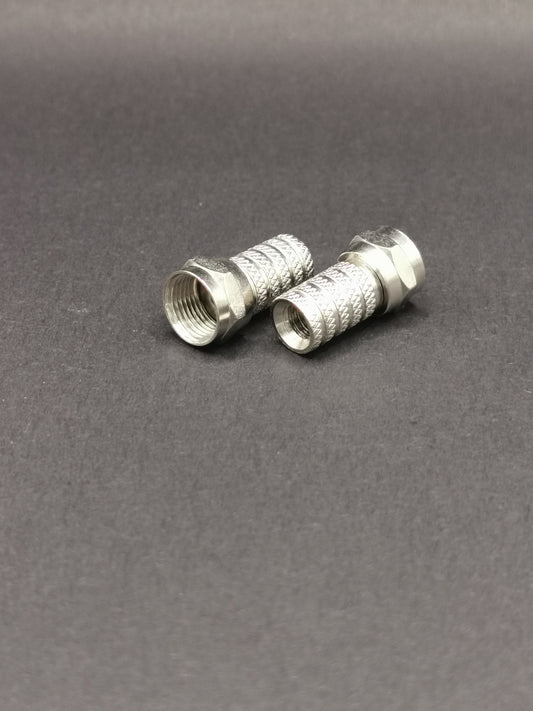 10 pcs Connettore F | dritto, connettore nichelato | 75 Ohm | Twist-on | Diametro ingresso cavo: 5 mm | corpo in ottone | sacchetto di plastica