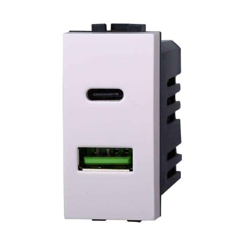 Caricatore USB doppio Tipo A e C 3,1Ah bianco per Bticino Light