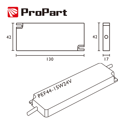 Alimentatore slim per striscie a led IP44 24V 15WATT 0.62A precablato PEF44-15W24V