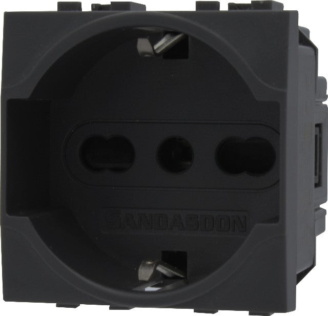Presa Schuko 2P+T 16A Nero Compatibile Bticino Living international