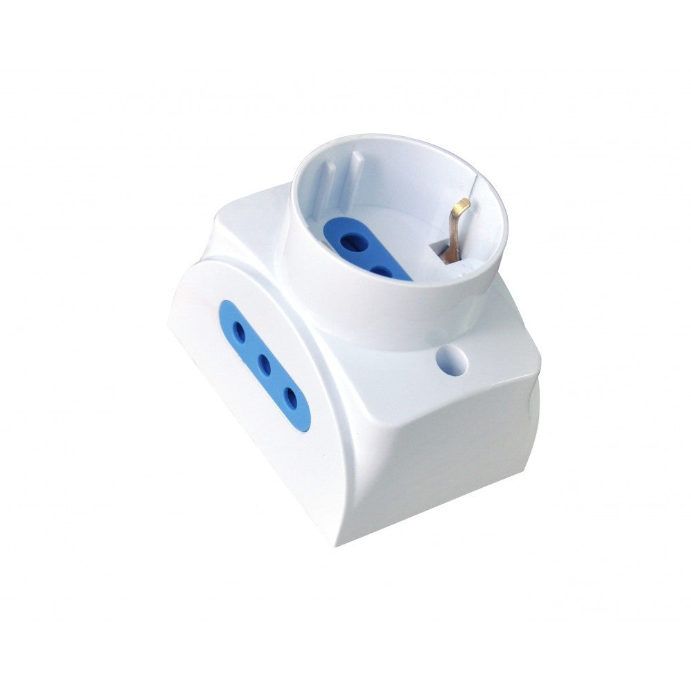 TECHLY 104738 Presa da Muro con 2 Prese Italiane 2P+T e 1 Schuko 16A Bianco salvaspazio