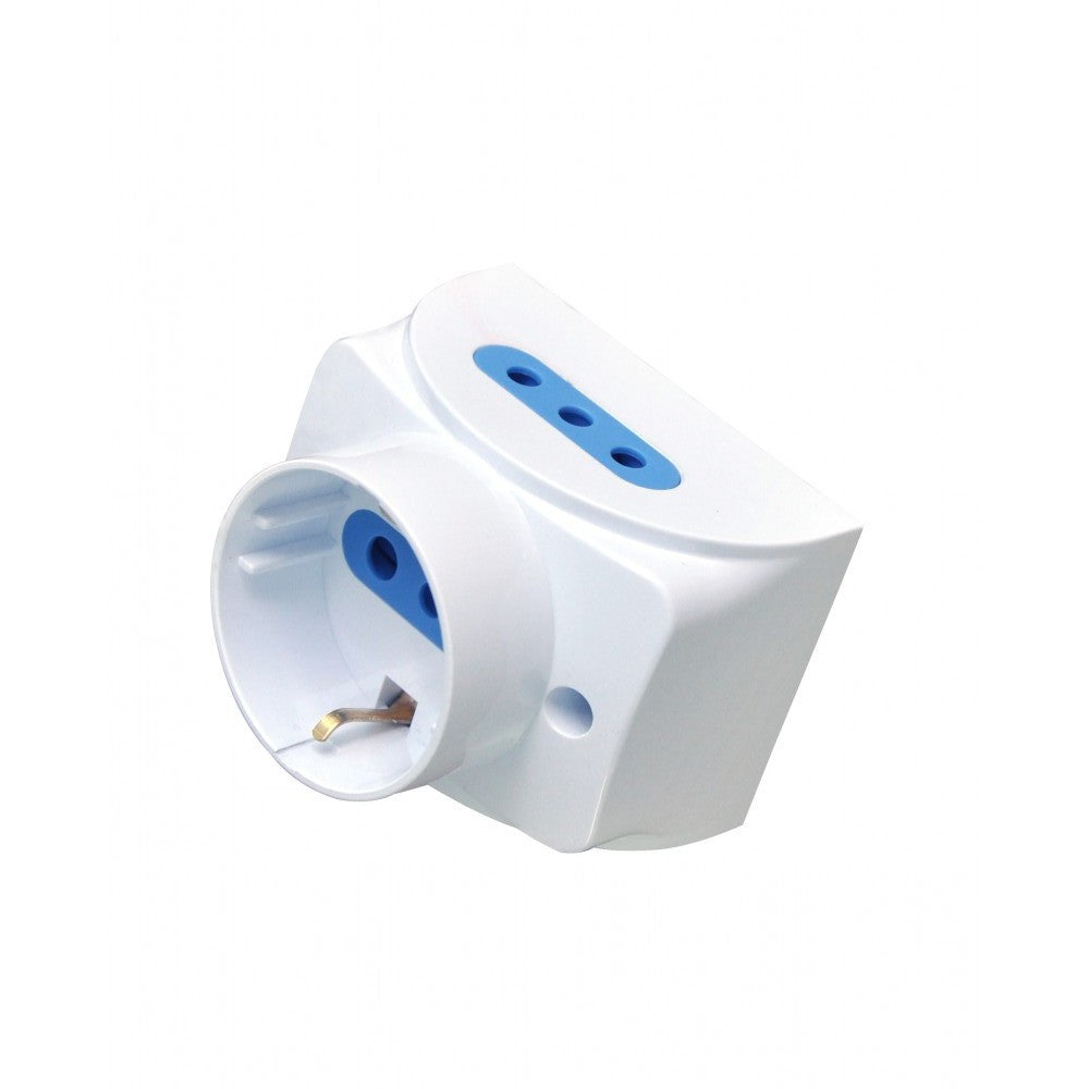 TECHLY 104738 Presa da Muro con 2 Prese Italiane 2P+T e 1 Schuko 16A Bianco salvaspazio