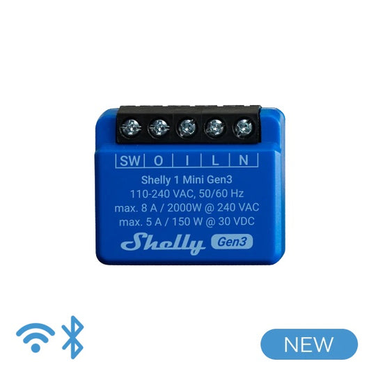 Serie Retrofit - Plus & Mini - Shelly Mini 1 GEN 3 - Smart Relay 8A AC/DC WiFi/BT