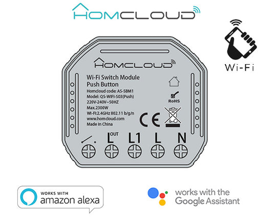 Moduli Smart Wi-Fi + Ble - Modulo Pulsante&Interruttore 1CH Wi-Fi da incasso