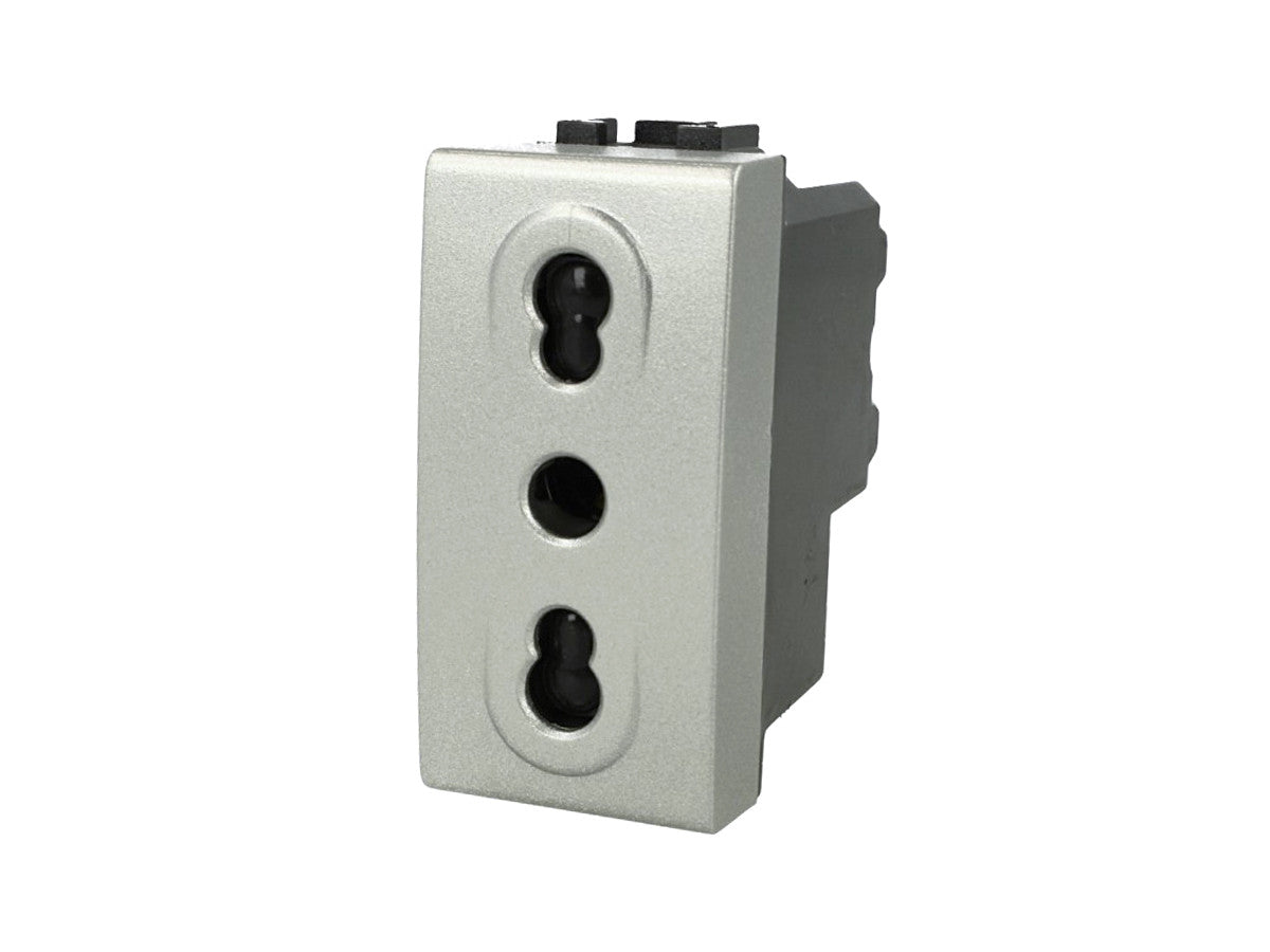 SANDASDON Presa Bipasso Bivalente 2P+T 10/16A Grigio Compatibile Bticino LIGHT TECH SD41800T