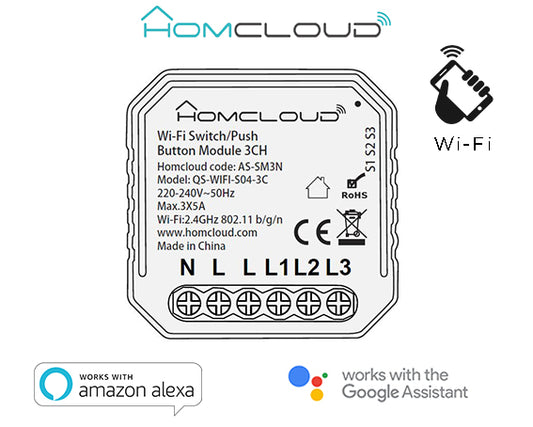 Moduli Smart Wi-Fi + Ble - Modulo PuIsante/Interruttore 3CH Wi-Fi da incasso