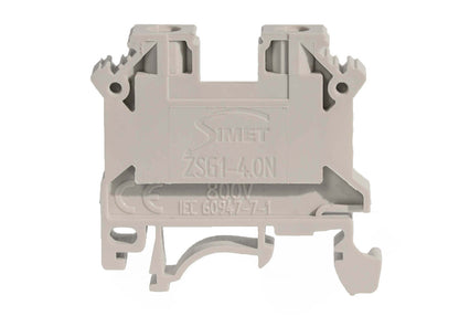 Morsetto Passante a Vite 4 mm per Barra DIN - Grigio (Fase/Linea) - Simet