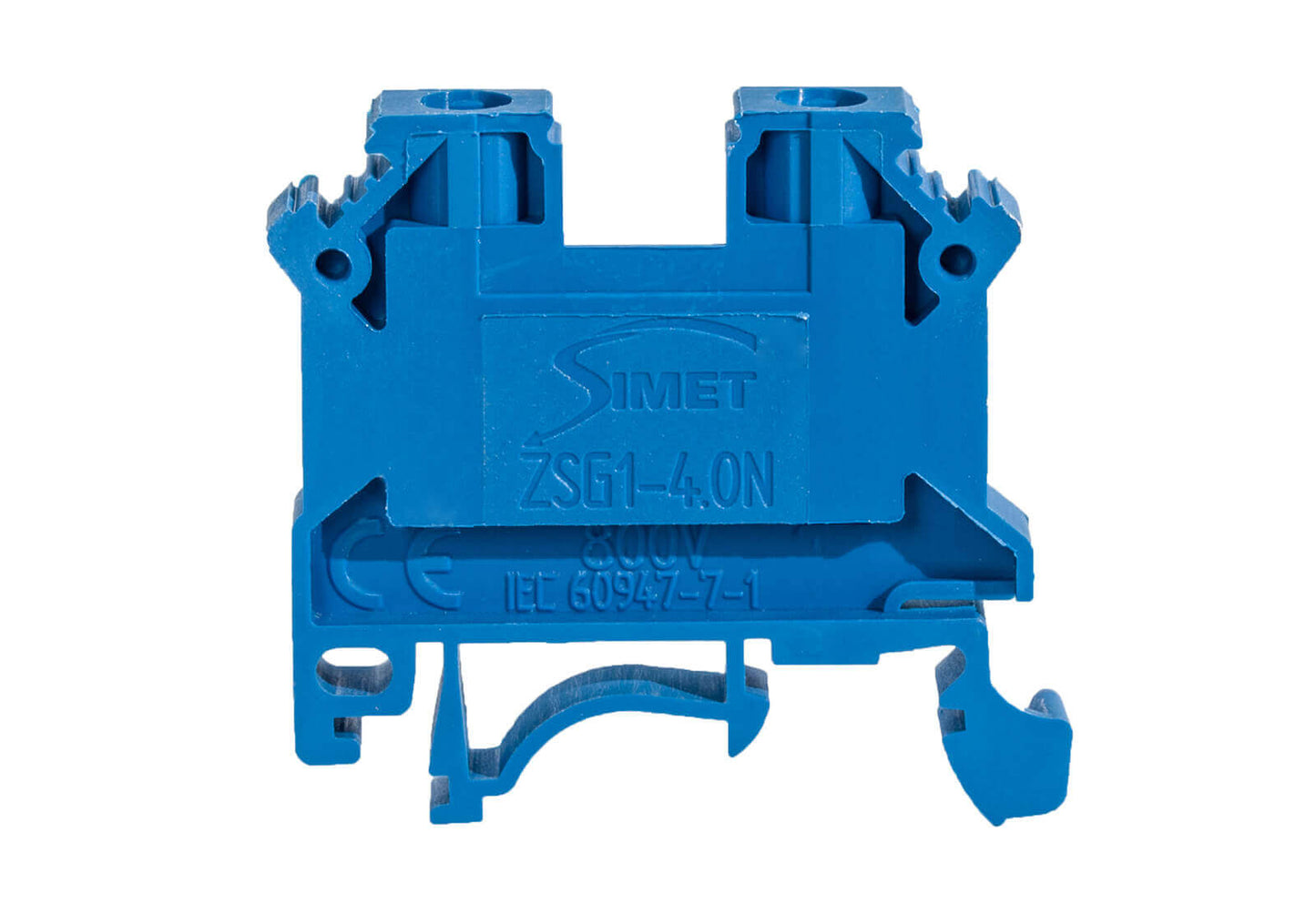 Morsetto Passante a Vite 4 mm per Barra DIN - blu (neutro) - Simet