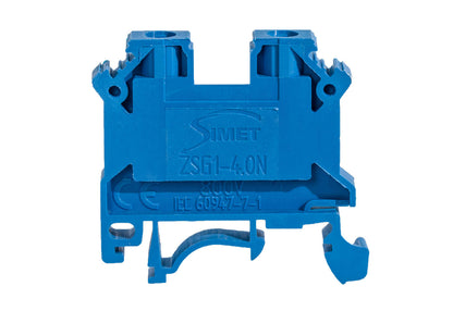 Morsetto Passante a Vite 4 mm per Barra DIN - blu (neutro) - Simet