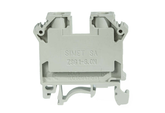 Morsetto a Vite da Guida DIN 6mm² - Grigio (Standard/Fase) - (Simet / Elmark)