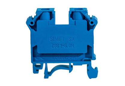 Morsetto a Vite da Guida DIN 6mm² - Blu (Neutro) - (Simet / Elmark)