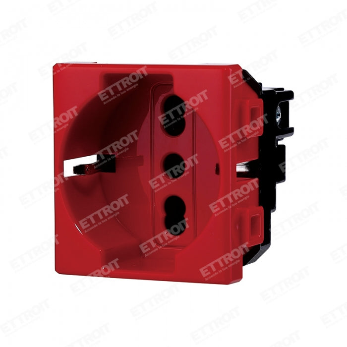Presa Schuko 2P+T 16A Rossa (Linea UPS) Compatibile Bticino Matix - Ettroit MT2116