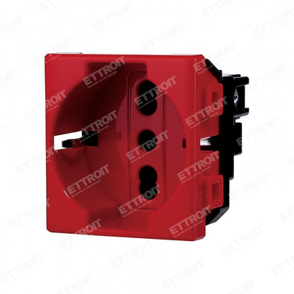 Presa Schuko 2P+T 16A Rossa (Linea UPS) Compatibile Bticino Matix - Ettroit MT2116