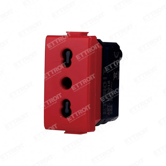 Presa Bipasso 2P+T 10/16A Rossa (Linea UPS) Compatibile Bticino Matix - Ettroit MT2016