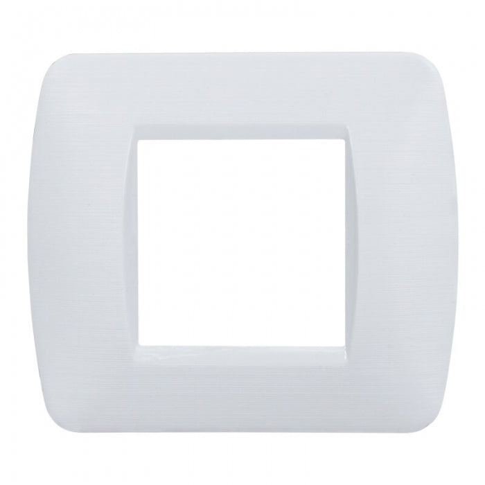 Placca quadrata serie Space, 2 moduli, plastica, bianco satinato, compatibile con serie BTicino Living international light light tec- Ettroit LN89301 (Copia)