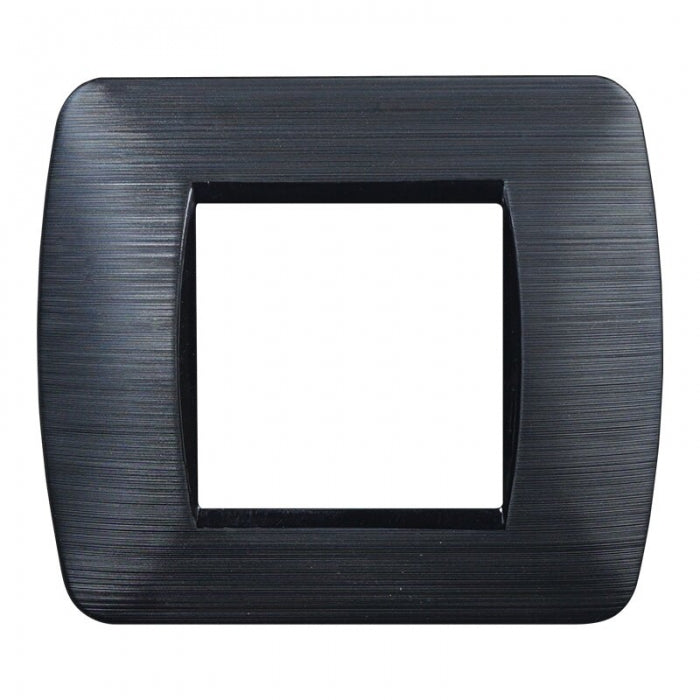Placca quadrata serie Space, 2 moduli, plastica, nero satinato, compatibile con serie BTicino Living International Light Tech - ETTROIT LN85214
