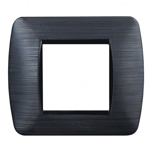 Placca quadrata serie Space, 2 moduli, plastica, nero satinato, compatibile con serie BTicino Living International Light Tech - ETTROIT LN85214