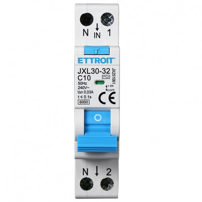 Ettroit interruttore magnetotermico differenziale salvavita 1 modulo 1P+N 10A n 0,03 6000 | jx251061