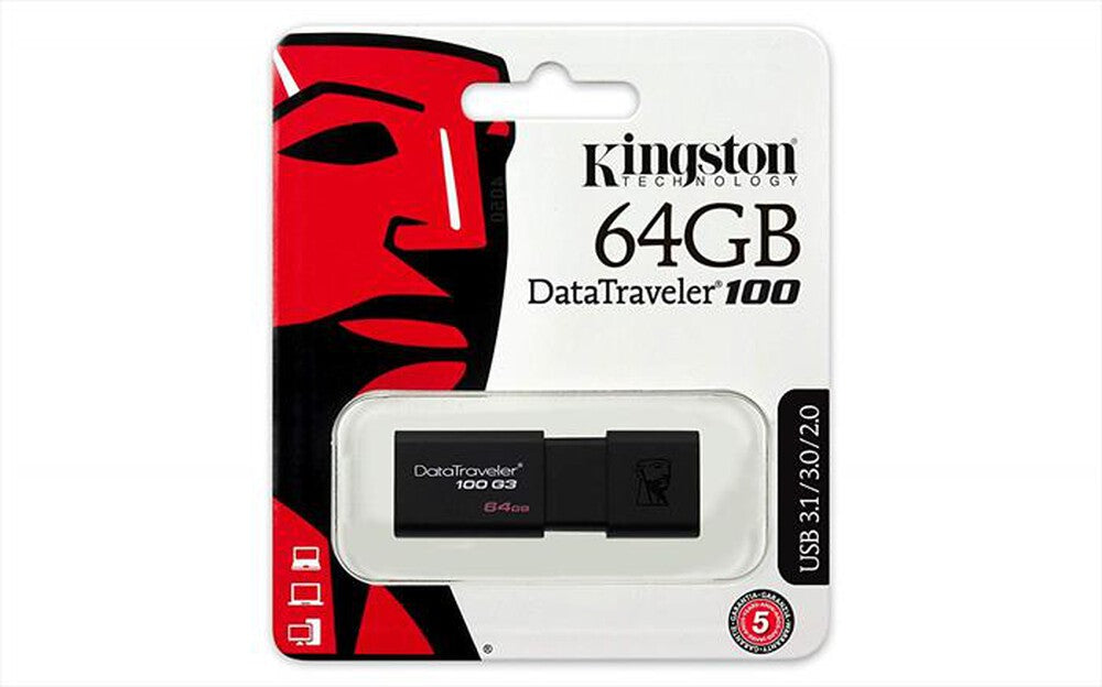 Chiavetta USB 3.0 Kingston DataTraveler 100 G3 (DT100G3) - Nera