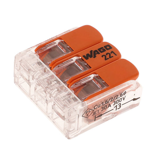 Connettore rapido Wago 221-613 a 3 Vie - Morsetto a levetta per cavi fino a 6mm²