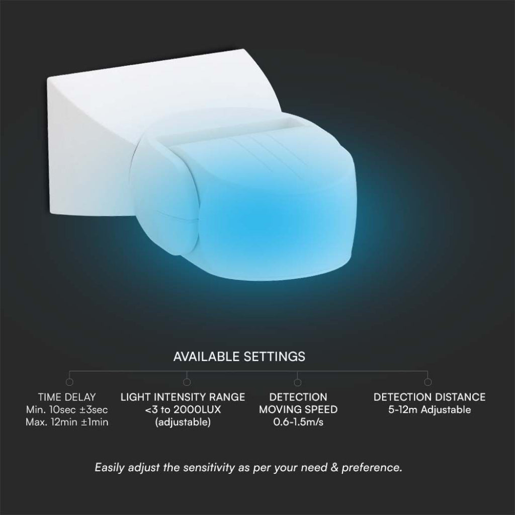 Sensore di Movimento a Microonde 180° a Parete IP65 - V-Tac VT-80301 (SKU 23164)