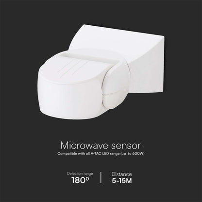Sensore di Movimento a Microonde 180° a Parete IP65 - V-Tac VT-80301 (SKU 23164)