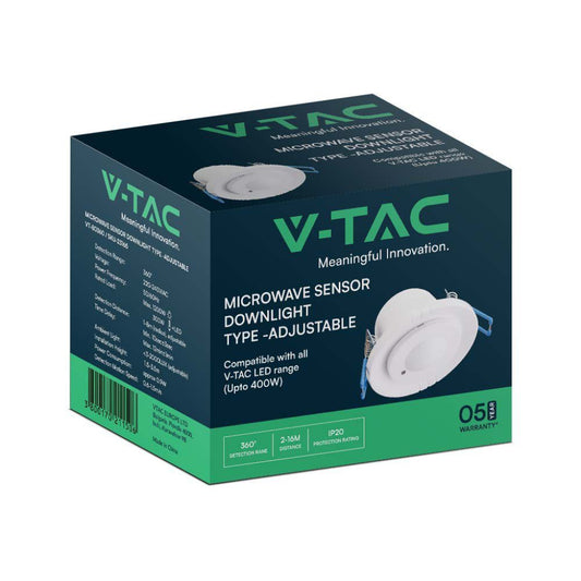 Sensore di Movimento a Microonde 360° a Incasso - V-Tac VT-80360 (SKU 23165)