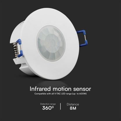 Sensore di Movimento PIR V-TAC 23426 Incasso 360° | Max 600W LED | Garanzia 5 Anni