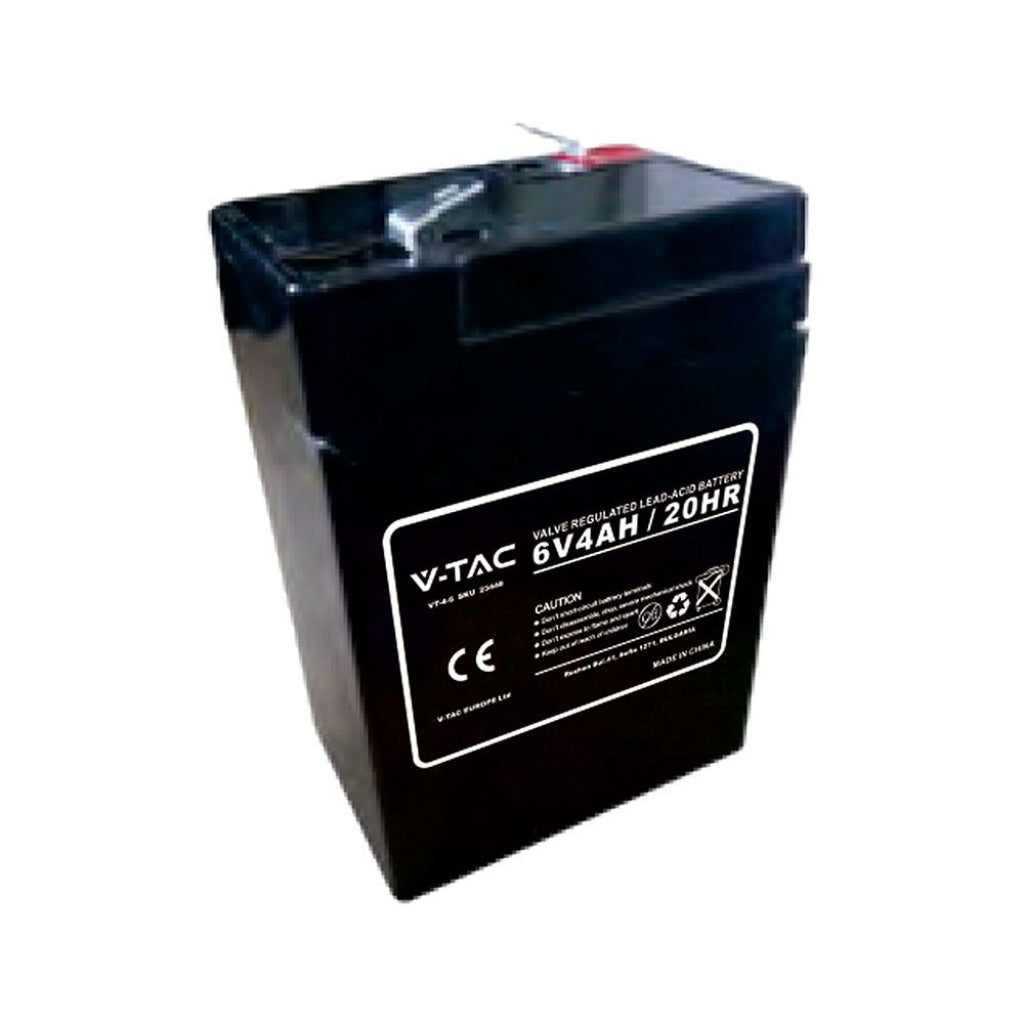 V-TAC | 23448| Batteria al Piombo Acido 6V 4Ah per Allarmi, Videosorveglianza, UPS Terminali T1 70*47*101mm