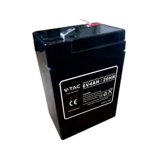 V-TAC | 23448| Batteria al Piombo Acido 6V 4Ah per Allarmi, Videosorveglianza, UPS Terminali T1 70*47*101mm