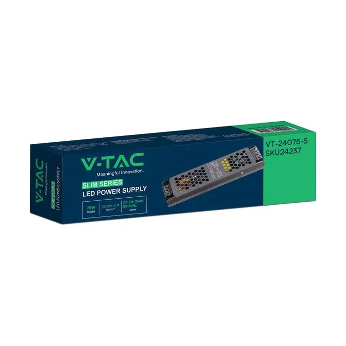 Alimentatore LED V-TAC Slim in Metallo 75W 24V 3.1A – Ultra Piatto IP20