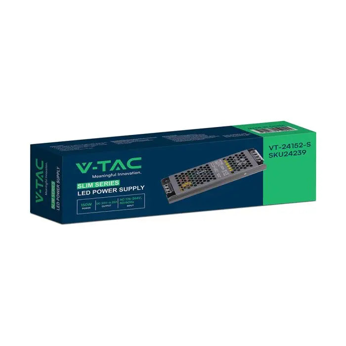 Alimentatore LED V-TAC Slim in Metallo 150W 24V 6.25A – Ultra Piatto IP20