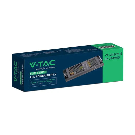 Alimentatore LED V-TAC Slim in Metallo 200W 24V 8.25A – Ultra Piatto IP20