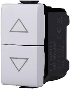 ETTROIT MT1204 Pulsante Doppio Tasto Saliscendi interbloccato 1P+1P 16A Bianco Compatibile Bticino Matix
