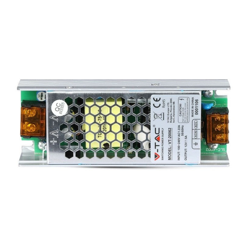 V-TAC VT-20062 Alimentatore in Metallo 60W 12V 5A IP20 - SKU-3246