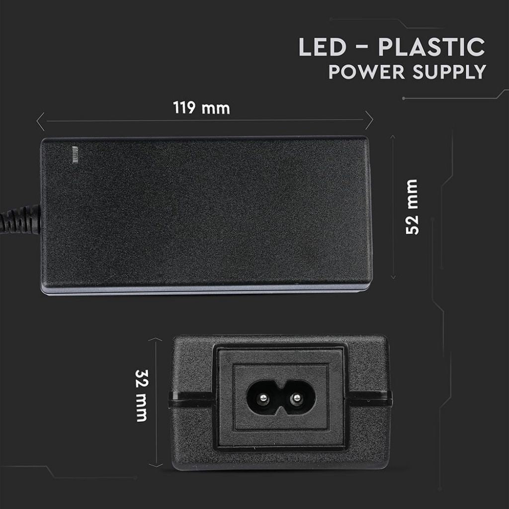 V-TAC VT-25060 Alimentatore in Plastica 60W 24V 25A Plug&Play con Jack 2,1 Colore Nero IP44 - SKU 3264