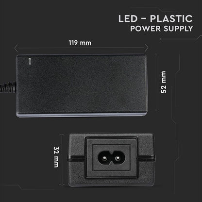V-TAC VT-25060 Alimentatore in Plastica 60W 24V 25A Plug&Play con Jack 2,1 Colore Nero IP44 - SKU 3264