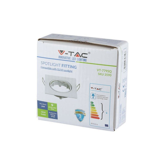 Portafaretto LED da Incasso Quadrato Orientabile Bianco GU10/GU5.3 - V-Tac VT-779-W