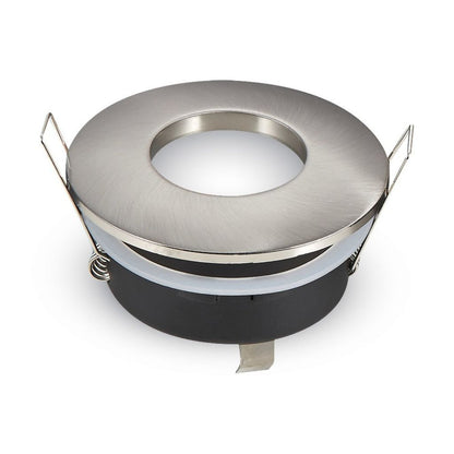 Portafaretto LED da Incasso Rotondo Grigio Satinato GU10/GU5.3 IP54 - V-Tac VT-787 3614