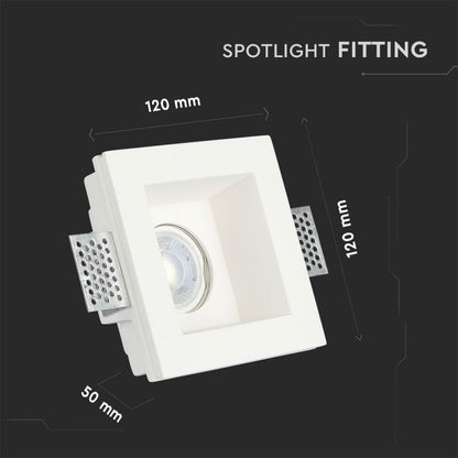 Portafaretto LED da Incasso Quadrato in Gesso Bianco Verniciabile GU10/GU5.3 - V-Tac VT-763 3649