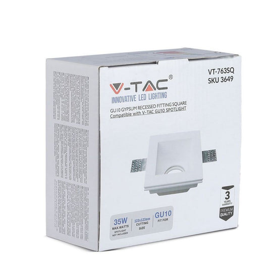 Portafaretto LED da Incasso Quadrato in Gesso Bianco Verniciabile GU10/GU5.3 - V-Tac VT-763 3649