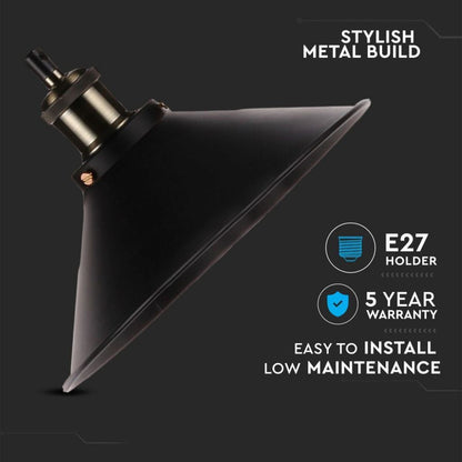 Lampadario a Campana LED V-TAC - Sospensione in Metallo Nero Opaco per Lampadine E27