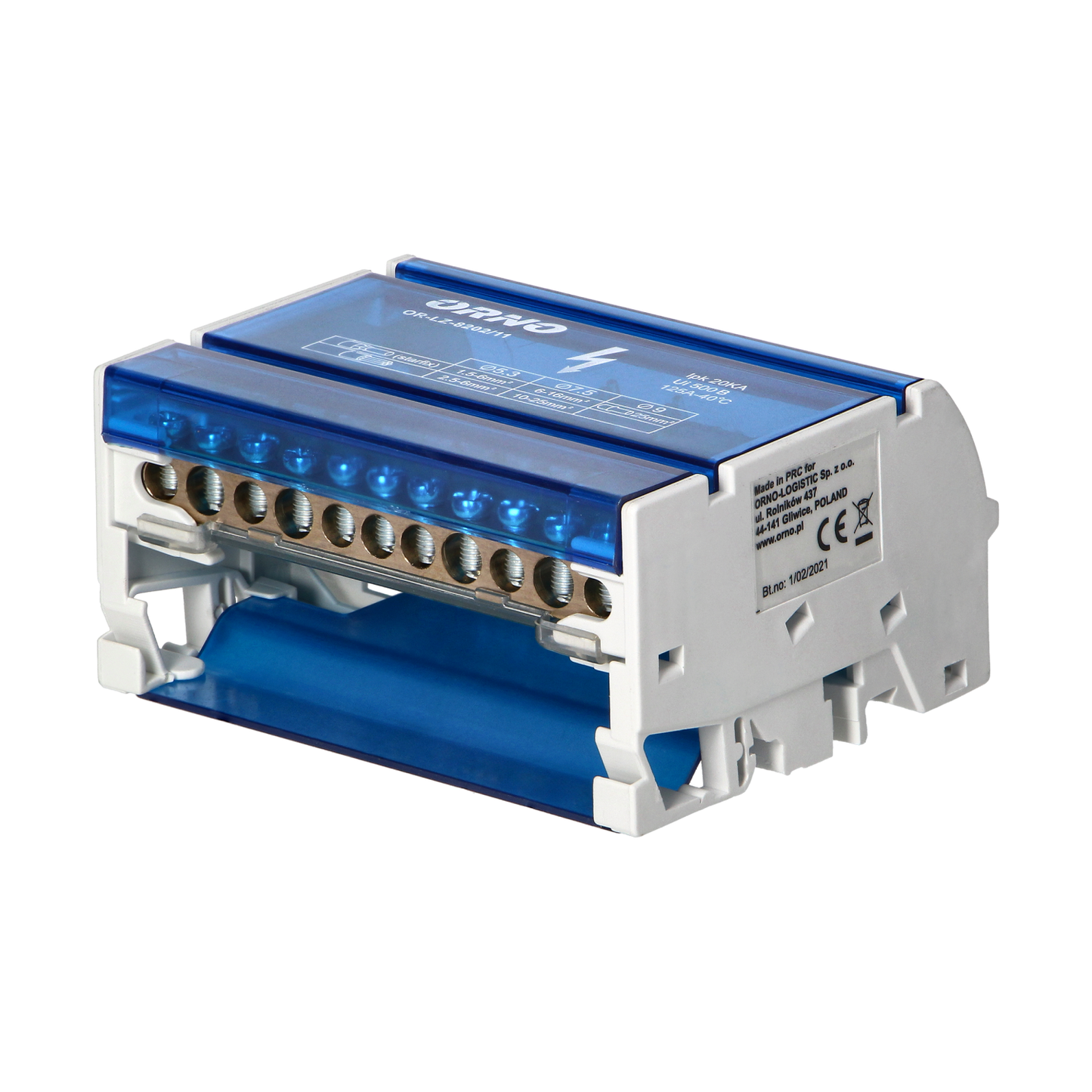 Ripartitore di Distribuzione Quadripolare 11 Fori | Morsettiera Professionale OR-LZ-8202/11
