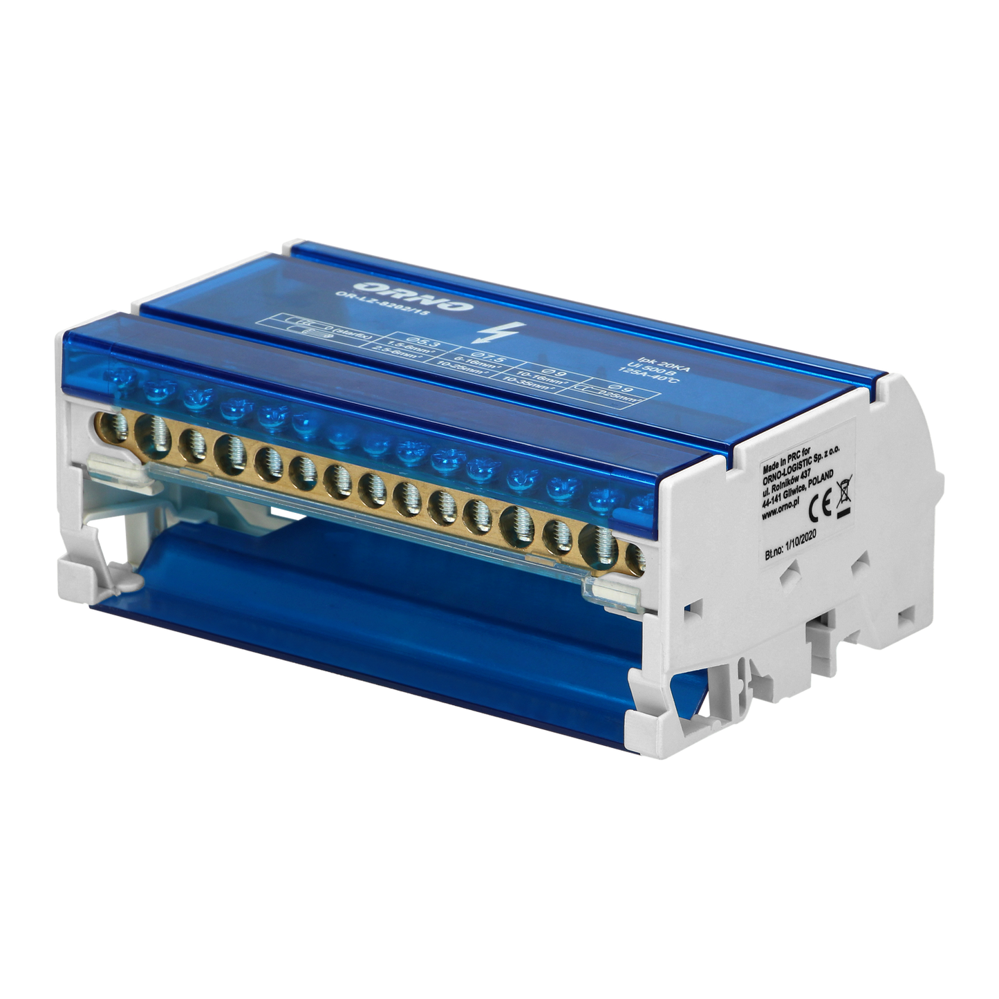 Ripartitore di Distribuzione Quadripolare 15 Fori | Morsettiera Professionale OR-LZ-8202/15