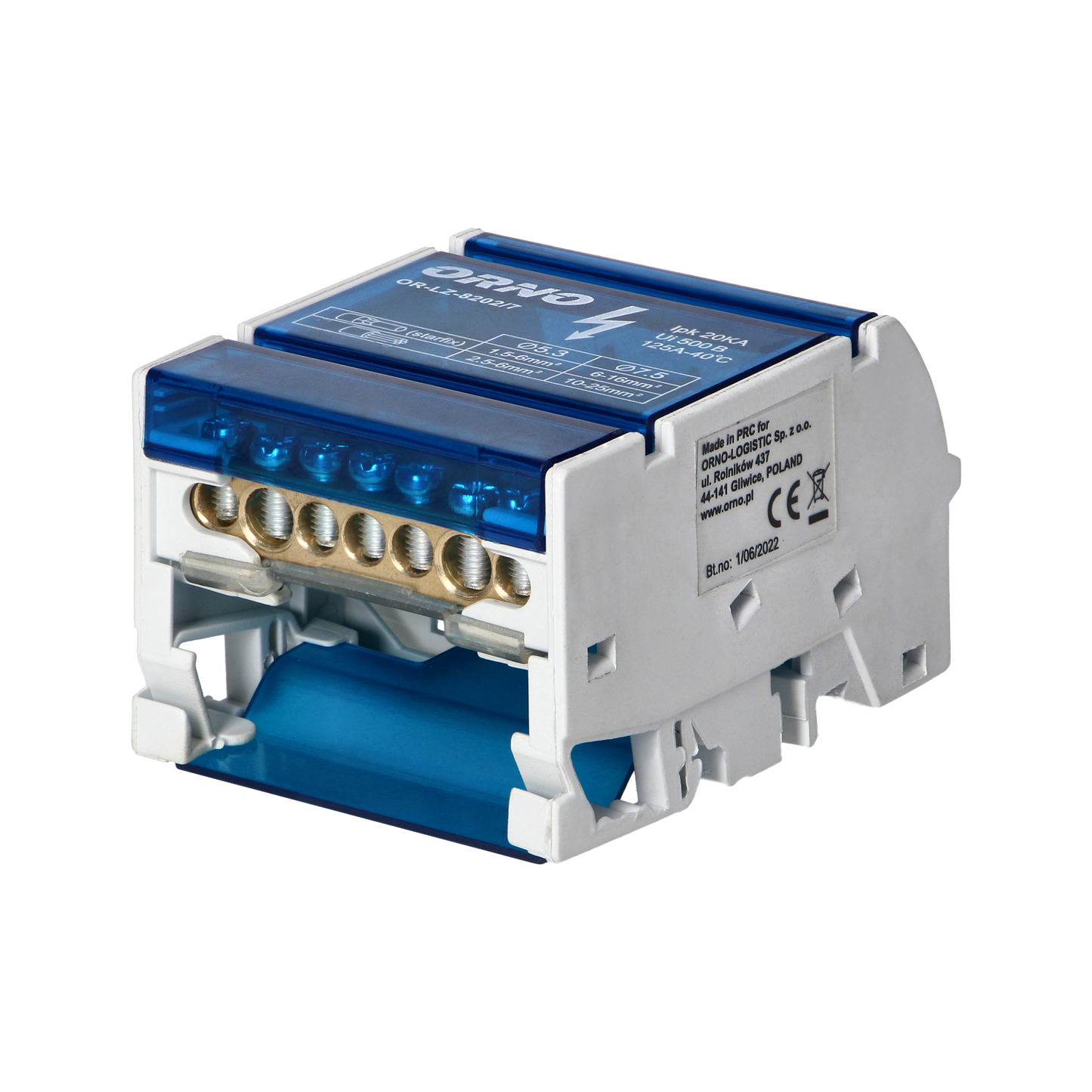 Ripartitore di Distribuzione Quadripolare 7 Fori | Morsettiera Professionale OR-LZ-8202/7