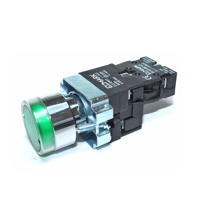 Pulsante Luminoso LED Verde 230V (1NO) – Serie Elmark EL2-BW3371