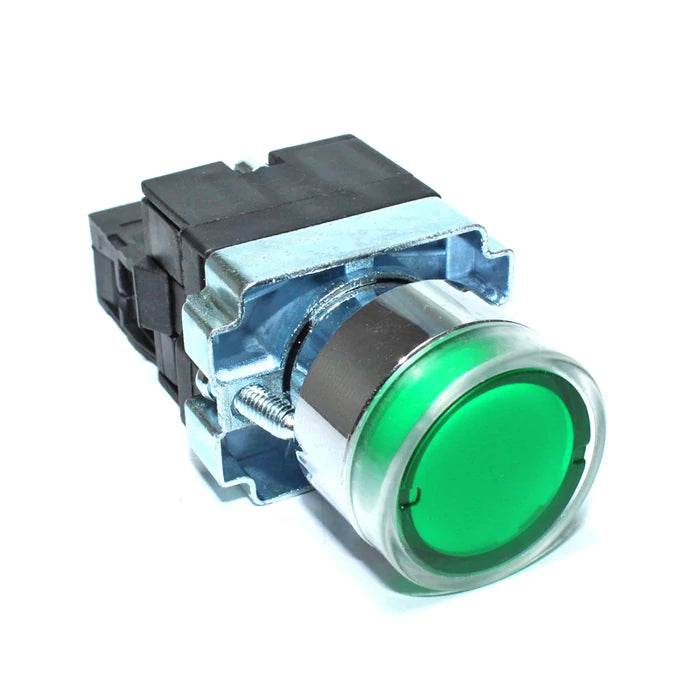 Pulsante Luminoso LED Verde 230V (1NO) – Serie Elmark EL2-BW3371