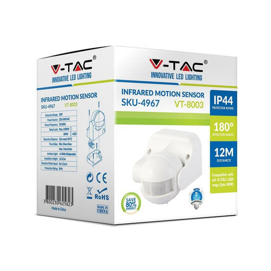 Sensore di Movimento a Infrarossi PIR 180 ° Orientabile a Plafone - V-Tac VT-8003
